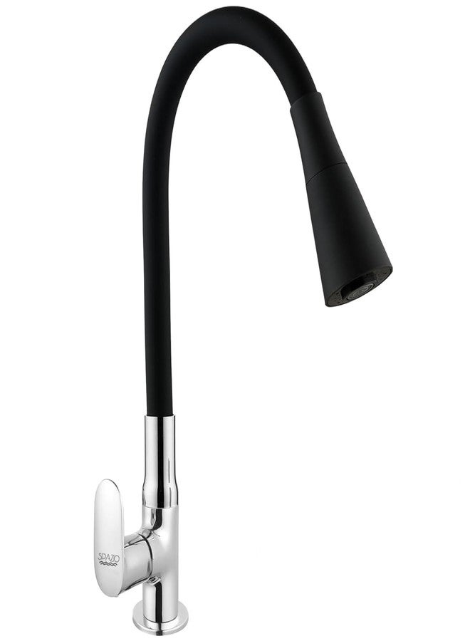 SPAZIO صنبور حوض/مغسلة من النحاس الأصفر العقيق من SPAZIO، مزود بفوهة سيليكون سوداء مرنة قابلة للدوران 360 درجة ونمط تدفق مزدوج، ماء ساخن/بارد لحوض المطبخ وحوض الغسيل، صنبور عمودي بلمسة نهائية من الكروم - Image 1